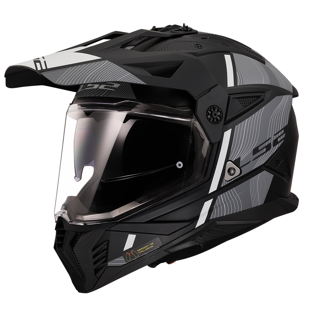 ls2 mx702 mat crno bela Kaciga za motor LS2 Cross PIONEER II HILL mat crno bela MX702