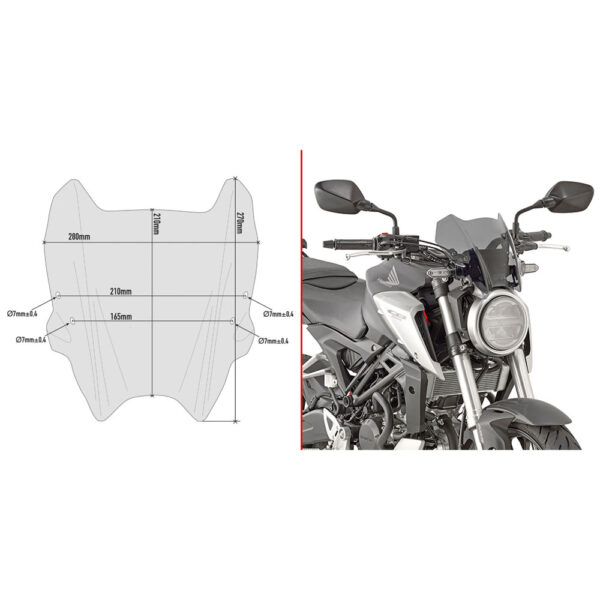 GIVI A1164 vizir zatamnjeni Honda CB 125 R (18-24) / CB 300 R (18-24)