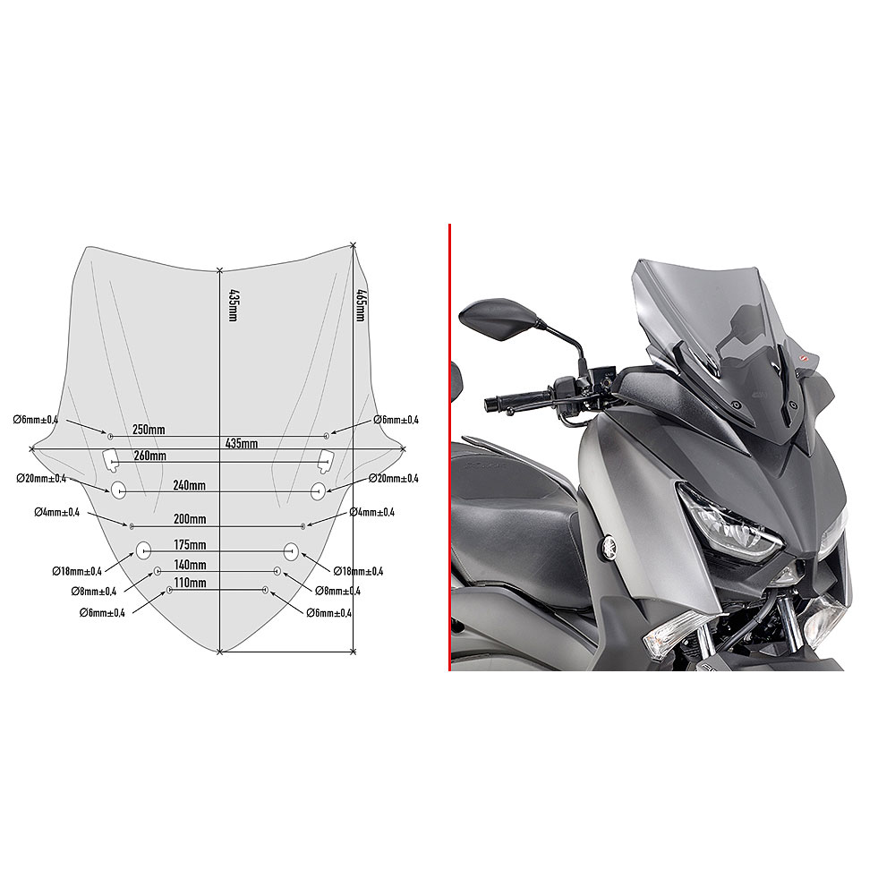 D2136S GIVI D2136S Vizir zatamnjeni Yamaha X-MAX 300 (17-22) - Слика 1