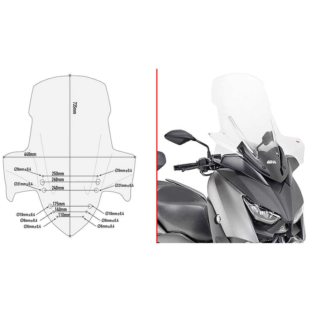 D2136ST GIVI D2136ST Vizir providni povišeni Yamaha X-MAX 300 (17-22) - Слика 1