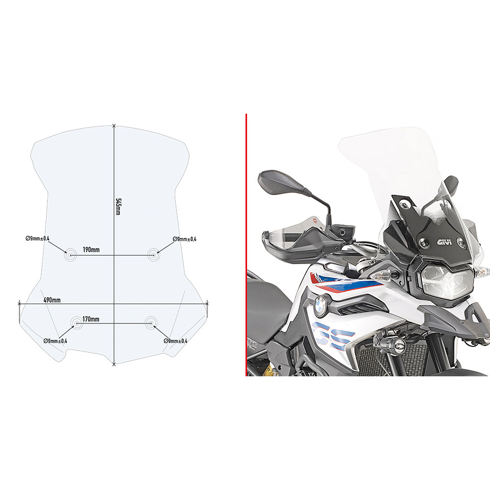 D5127ST GIVI D5127ST Vizir providni povišeni BMW F 750 / 800 GS (18-20) - Слика 1
