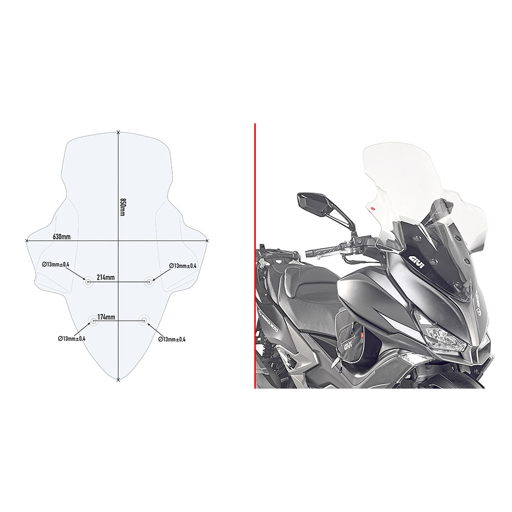 D6104ST GIVI D6104ST vizir providni Kymco Xciting 400 (13-24) - Слика 1