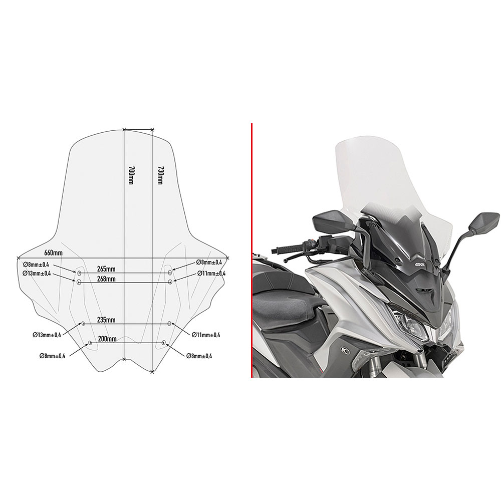 D6110ST GIVI D6110ST Vizir providni Kymco AK 550 (17-24) - Слика 1