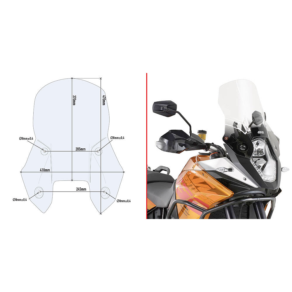 D7703ST GIVI D7703ST Vizir providni KTM 1050 / 1090 / 1190 ADVENTURE - Слика 1