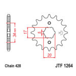 Prednji lančanik JT JTF1264-15-50-15027 (428) 15 zuba