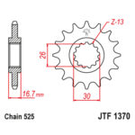 Prednji lančanik JT JTF1370-16-50-29017 (525) 16 zuba