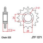 Prednji lančanik JT JTF1371-15-50-29021 (525) 15 zuba