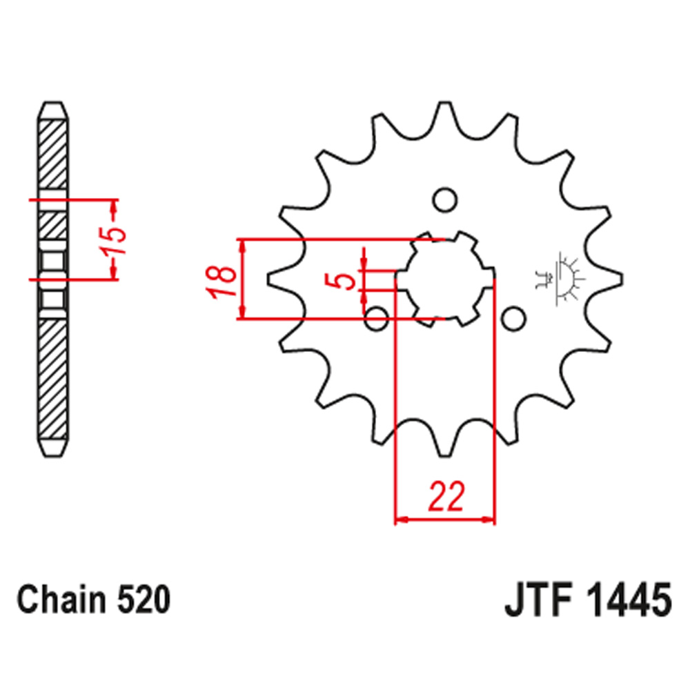 JTF1445-13SC Prednji lančanik JT JTF1445-13SC (520) 13 zuba - Слика 1