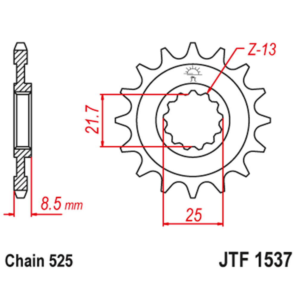 JTF1537-16RB Prednji lančanik JT JTF1537-16RB (525)16 zuba - Слика 1