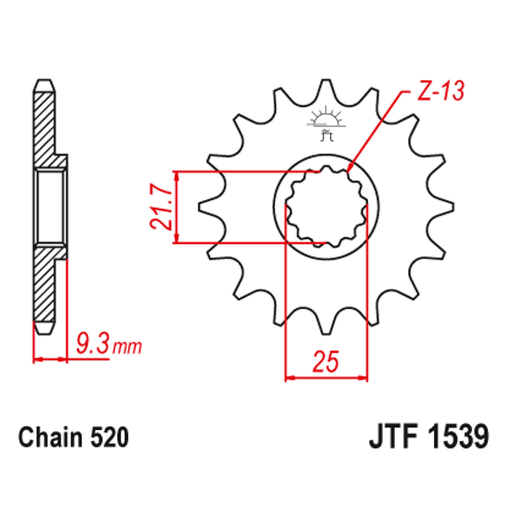 JTF1539-14 Prednji lančanik JT JTF1539-14 (520) 14 zuba - Слика 1