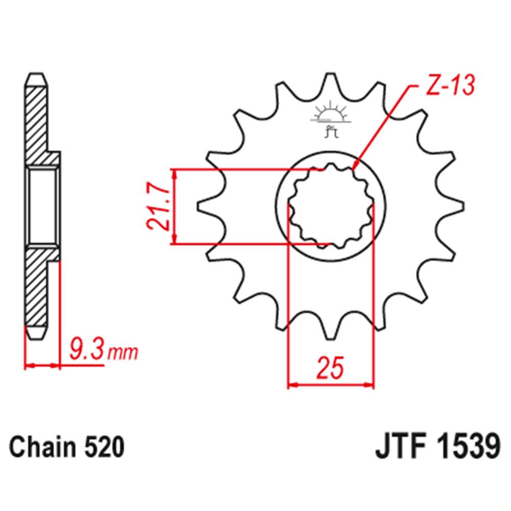 JTF1539-14RB Prednji lančanik JT JTF1539-14RB (520)14 zuba - Слика 1