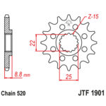 Prednji lančanik JT JTF1901-15-50-32024 (520)15 zuba
