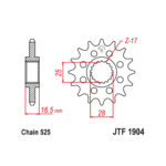 Prednji lančanik JT JTF1904-17RB (525) 17 zuba