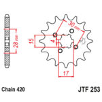 Prednji lančanik JT JTF253-13 (420) 13 zuba Kineski Cross / ATV