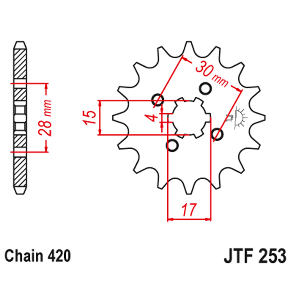 JTF253-13 Prednji lančanik JT JTF253-13 (420) 13 zuba Kineski Cross / ATV - Слика 1