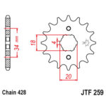 Prednji lančanik JT JTF259-13 (428) 13 zuba