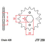 Prednji lančanik JT JTF259-14-50-15001 (428) 14 zuba
