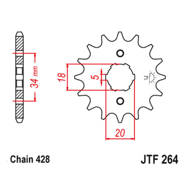 Prednji lančanik JT JTF264-16 (428) 16 zuba