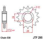 Prednji lančanik JT JTF295-15RB-50-35018 (530) 15 zuba