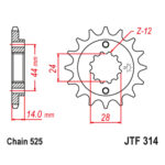Prednji lančanik JT JTF314-16 (525) 16 zuba