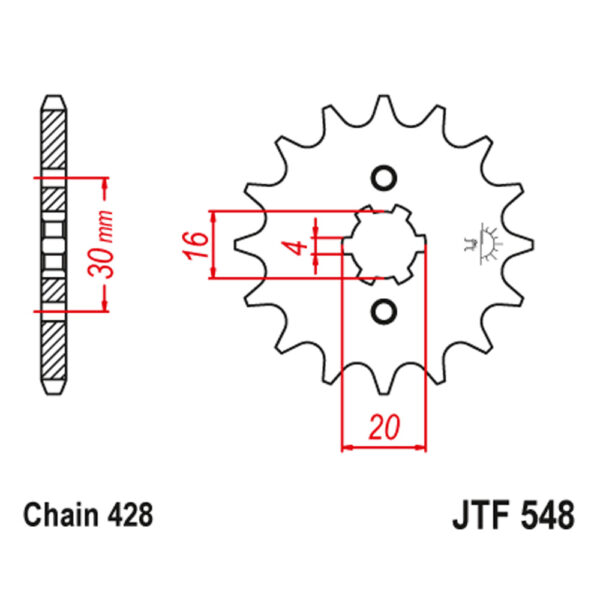 Prednji lančanik JT JTF548-14 (428) 14 zuba