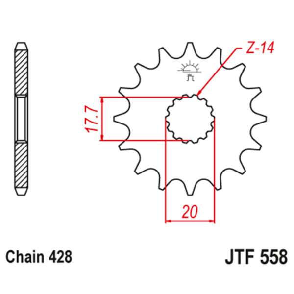 Prednji lančanik JT JTF558-14 (428) 14 zuba