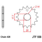 Prednji lančanik JT JTF558-15-50-15019 (428) 15 zuba