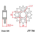 Prednji lančanik JT JTF704-17-50-29020 (525) 17 zuba