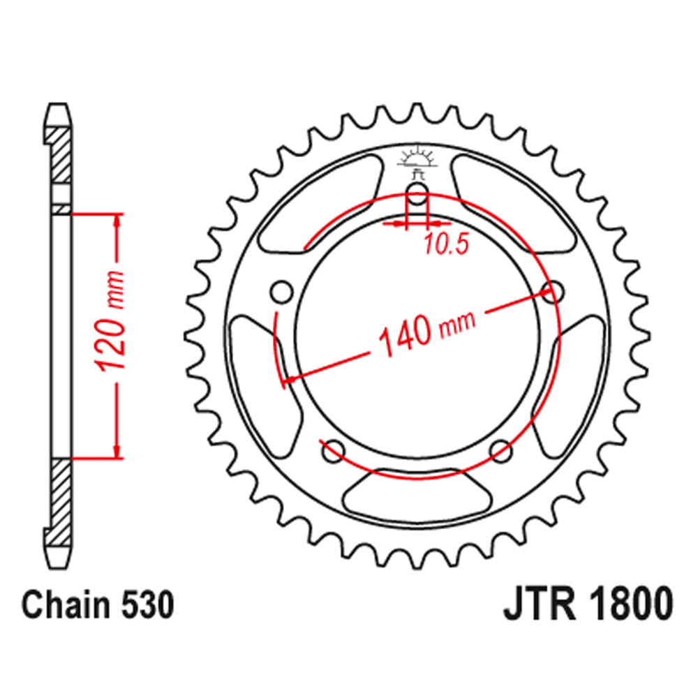 JTR1800-40 Zadnji lančanik JT JTR1800-40-50-35052 (530) 40 zuba - Слика 1