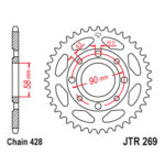 Zadnji lančanik JT JTR269-42-50-15001 (428) 42 zuba Sprint Pulser