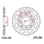 Zadnji lančanik JT JTR269-43-50-15001 (428) 43 zuba Sprint Pulser