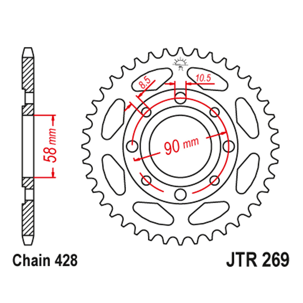 JTR269-43 Zadnji lančanik JT JTR269-43-50-15001 (428) 43 zuba Sprint Pulser - Слика 1