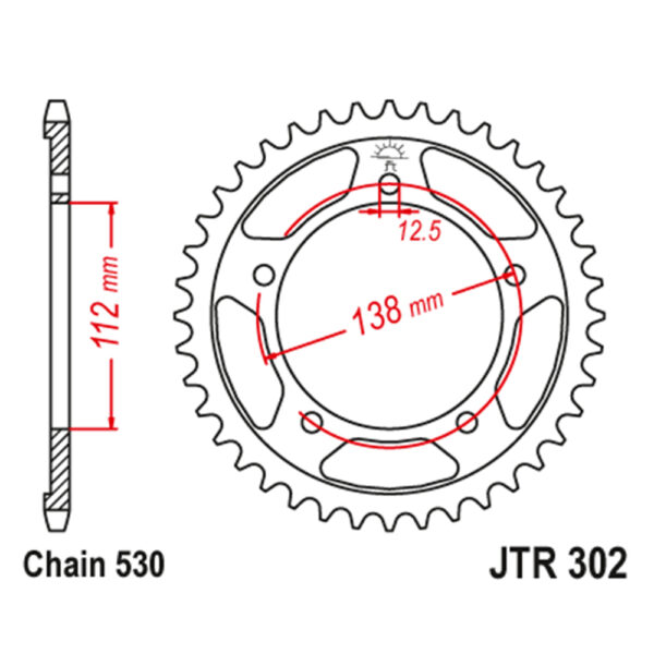 Zadnji lančanik JT JTR302-44ZBK (530) 44 zuba