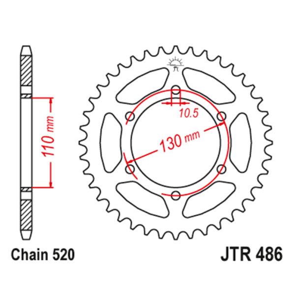 Zadnji lančanik JT JTR486-43-50-32029 (520) 43 zuba