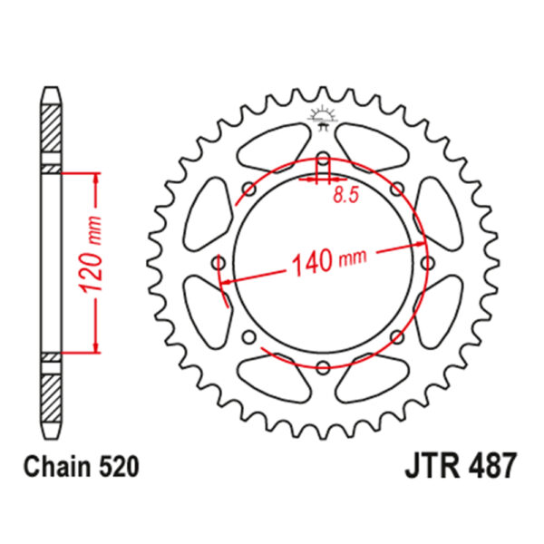 Zadnji lančanik JT JTR487-46-50-32028 (520) 46 zuba
