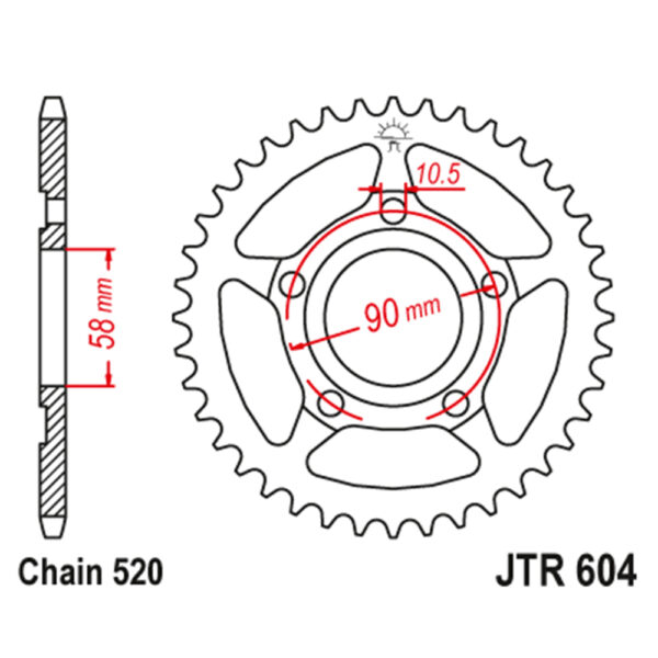 Zadnji lančanik JT JTR604-36-50-32046 (520) 36 zuba