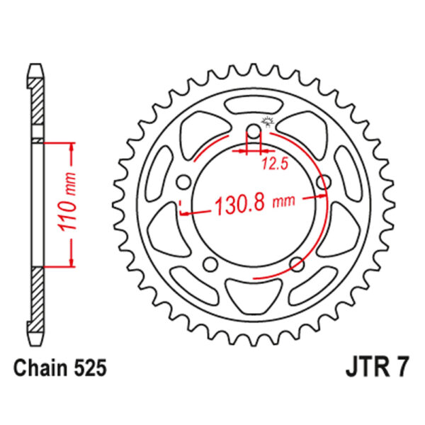 Zadnji lančanik JT JTR7-44 ZBK (525) 44 zuba