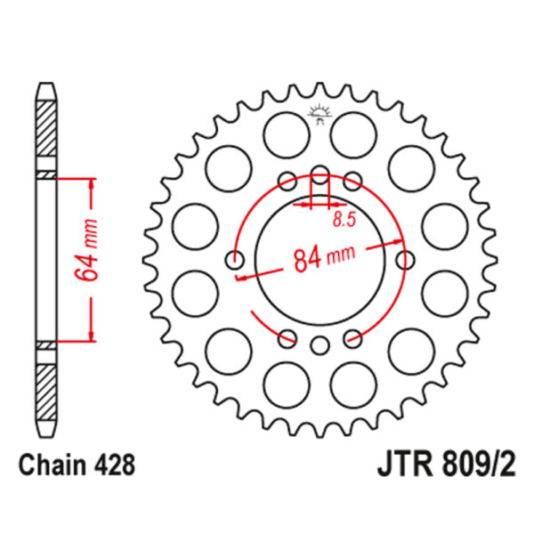 Zadnji lančanik JT JTR809/2-45 (428) 45 zuba