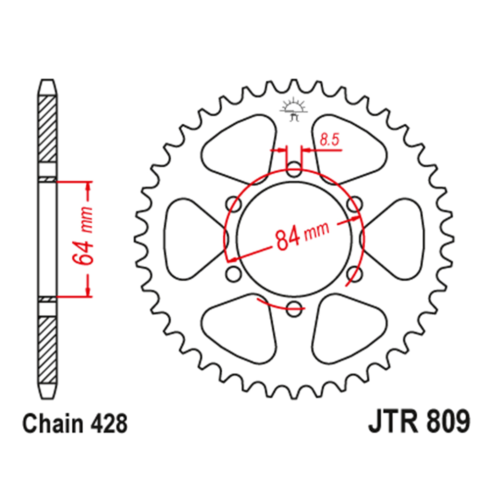 JTR809-47 Zadnji lančanik JT JTR809-47-50-15019 (428) 47 zuba Sprint Pulser - Слика 1
