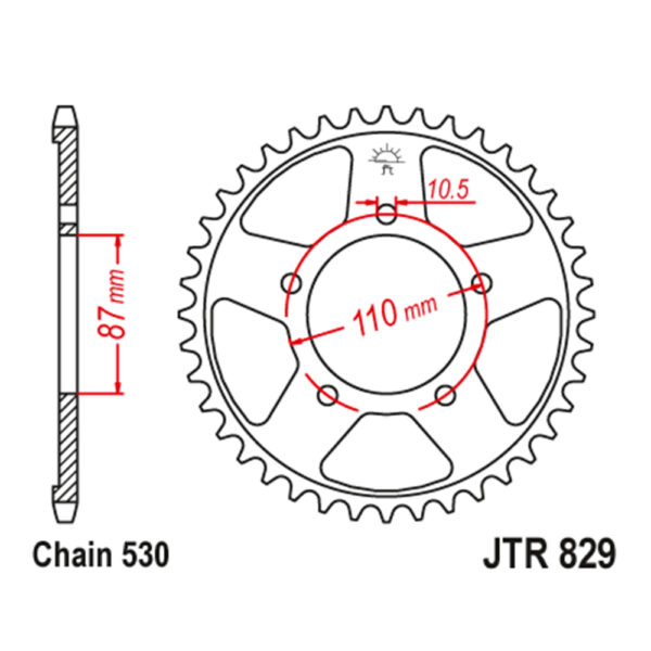Zadnji lančanik JT JTR829-46-50-35031 (530) 46 zuba