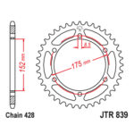 Zadnji lančanik JT JTR839-57-50-15023 (428) 57 zuba