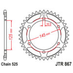 Zadnji lančanik JT JTR867-43-50-29009 (525) 43 zuba