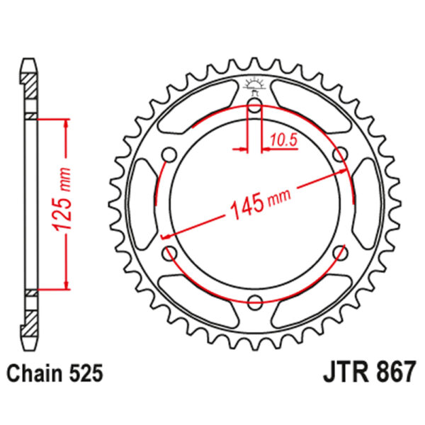 Zadnji lančanik JT JTR867-44-50-29009 (525) 44 zuba