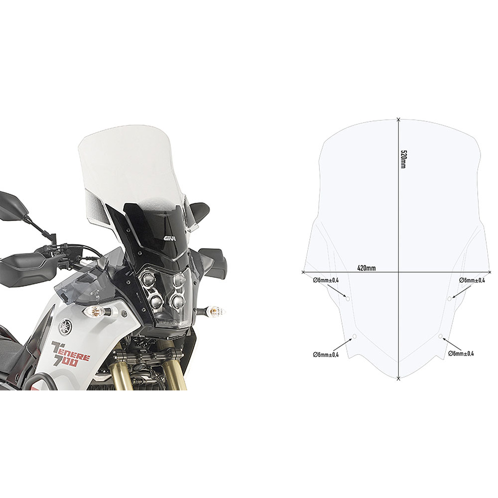 D2145ST GIVI D2145ST Vizir providni povišeni Yamaha Tenere 700 (19-24)