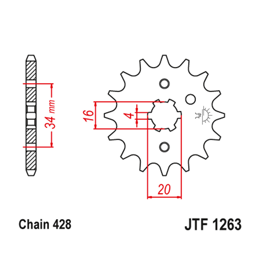 JTF1263-16 Prednji lančanik JT JTF1263-16-50-15013 (428) 16 zuba