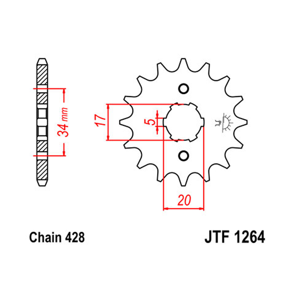 JTF1264-16 Prednji lančanik JT JTF1264-16-50-15027 (428) 16 zuba