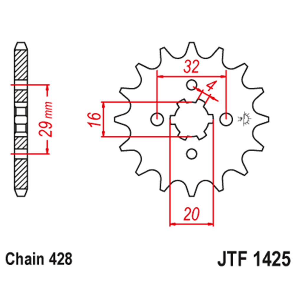 JTF1425-13 Prednji lančanik JT JTF1425-13 (428) 13 zuba