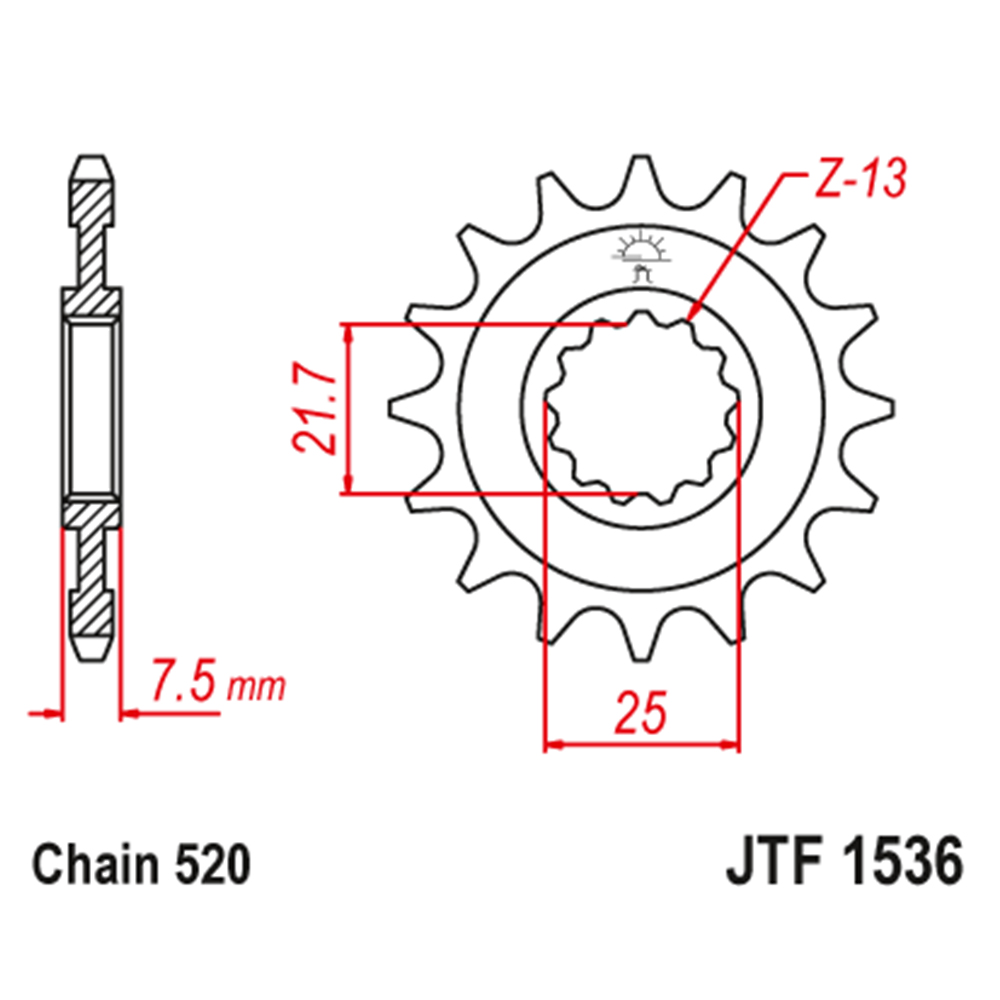 JTF1536-16 Prednji lančanik JT JTF1536-16RB (520) 16 zuba