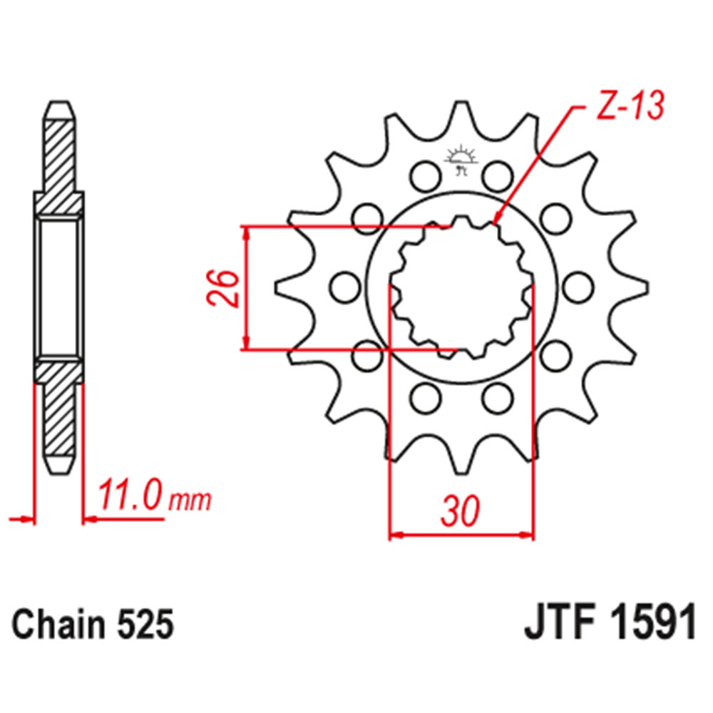 JTF1591-16RB Prednji lančanik JT JTF1591-16RB (525) 16 zuba