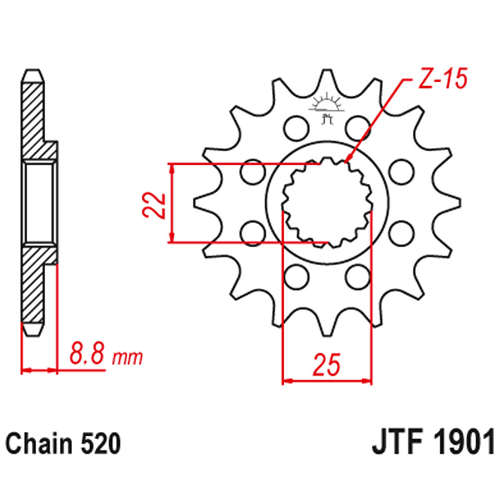 JTF1901-15 Prednji lančanik JT JTF1901-15-50-32024 (520)15 zuba
